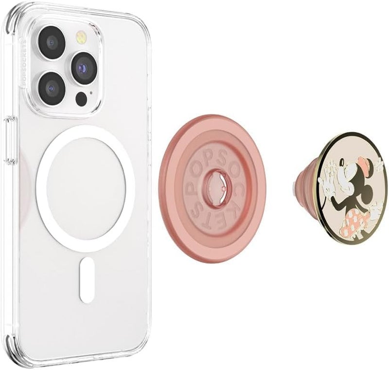 POPSOCKETS قبضة هاتف لمغناطيس ماج سيف، قبضة هاتف مغناطيسية آمنة وحامل، حامل بدون استخدام اليدين، متوافق مع الشحن اللاسلكي، ديزني - ميني دايزي المينا - Image 1